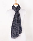 Busy Strokes Print Cotton Modal Scarf - Navy