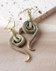 Venom Luxe Drops - Snake-Shaped Brass Dangles in Antique Silver-Gold Finish.