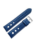 Blue Leather Rally Hole Watch Strap