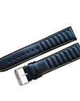 Black Ribbed Leather Race Watch Strap