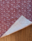 Lotus Flower Hand-block Print Area Rug - Red