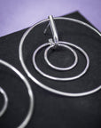 Triple Layer Silver Circle Earrings