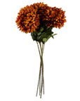 Pack of 6 x Artificial Flowers Extra Large Reflex Chrysanthemum - Orange 75cm-2