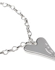 Premium silver-plated heart link bracelet with solid Miss Dee logo pendant, luxury handcrafted Swedish jewelry, nickel-free hypoallergenic brass by missdeeuk at brixbailey.com