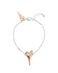 Luxury Miss Dee 14ct rose gold solid heart pendant on silver plated chain, delicate bracelet with lobster clasp, handcrafted nickel-free jewelry by missdeeuk at brixbailey.com