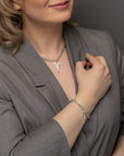 Luxury Miss Dee silver plated heart charm bracelet with CZ stones, stylish chain and lobster clasp by missdeeuk at brixbailey.com