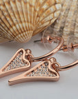 ROSE GOLD HOOPS WITH ROSE GOLD DIAMANTE HEART *