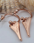 ROSE GOLD HOOPS WITH ROSE GOLD DIAMANTE HEART *