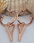 ROSE GOLD HOOPS WITH ROSE GOLD DIAMANTE HEART *
