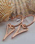 ROSE GOLD HOOPS WITH ROSE GOLD DIAMANTE HEART *