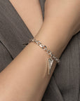 Luxury Miss Dee silver plated CZ heart charm bracelet, stylish chain with lobster clasp, handcrafted Nordic design by missdeeuk at brixbailey.com
