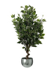 110cm Artificial Ficus Tree Silver Planter-0