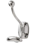 Minimalist chrome coat hanger with reflective silver finish, modern wall-mounted hook for coats and scarves by Sostter at brixbailey.com