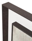Contemporary abstract linen artwork in neutral tones with dark wood frame, 120x90 cm, ideal for modern minimalist interiors by Sostter at brixbailey.com