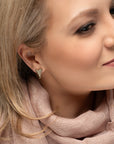 YELLOW GOLD DIAMANTE HEART STUDS EARRINGS*