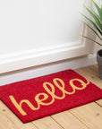 Red Hello Doormat | Coir