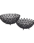 Stylish Black Cast Iron Serving Bowl | Elegant Lattice Design