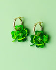 Four Leaf Clover Hoop Earrings