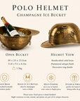 Solid Antique Brass Polo Helmet Champagne Ice Bucket | Wine Cooler