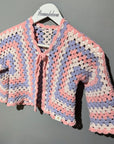 Lightweight Crochet Cardigan – Age 4–5 – Handmade for Spring/Summer - cute bow tie detail
