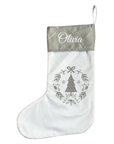 Personalised Christmas Stocking - Grey Scandi Wreath