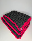The Waffle Blanket Classic- Dark Grey & Hot Pink