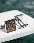 Square Cufflinks with Red Spotted Fish Skin
