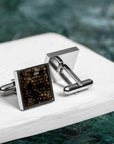 Square Cufflinks in Deep Brown Trout Leather