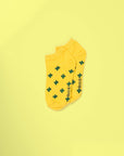 Cactus yellow patterns short ankle socks, luxury cozy autumn-inspired socks with green succulent leaves, trending best-selling unisex socks by Body and I at brixbailey.com