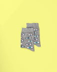 Colorful blue and grey eye design socks, premium stretch cotton blend, soft and stylish, pack of 4, best-selling novelty socks by Body and I at brixbailey.com