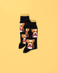 Luxury dog pattern socks, premium cotton blend, stylish black and navy blue, best-selling pack of 4, trending men's size 40-45 by Body and I at brixbailey.com