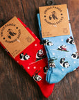 Red Skiing Panda Bamboo Socks