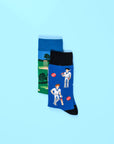 Luxury rugby print mismatch socks, premium sporty socks for men, best-selling comfortable cotton blend rugby fan socks, pack of 4 by Body and I at brixbailey.com