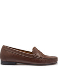 Women's Penny Loafers Leather Sole, brown leather