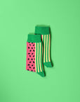 Luxury watermelon print socks for men, premium cotton blend, stylish spring-themed design, best-selling comfy footwear by Body and I at brixbailey.com
