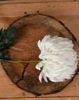 White artificial chrysanthemum stem with realistic petals, 87cm tall, perfect for home decor arrangements by Sostter at brixbailey.com