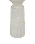 White Carved Wooden Candle Holder Medium