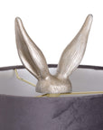 Silver Hare Table Lamp with Grey Velvet Shade