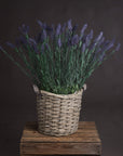 Artificial lavender spray with hyper-realistic purple blooms, bendable stems, and natural textures for home decor by sostter at brixbailey.com