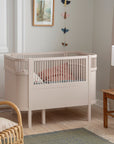 Luxury Sebra Birchbark Beige cot bed, premium adjustable baby to junior bed, stylish durable Scandinavian design, handcrafted non-toxic birch wood by Ella James at brixbailey.com