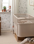 Luxury Sebra Birchbark Beige cot bed, premium adjustable baby to junior bed, stylish handcrafted European beech wood design by Ella James at brixbailey.com
