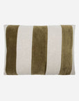 Luxury handcrafted olive green cushion cover, premium cotton velvet and linen blend, modern wide stripes, 60x40 cm by Ella James at brixbailey.com