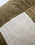 Luxury handmade olive cushion cover, premium cotton velvet and linen blend, modern wide stripes, 60x40 cm, includes feather pad by Ella James at brixbailey.com