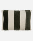 Luxury handmade green amber linen and velvet cushion cover, premium cotton velvet broad stripes, stylish contemporary sofa decor by Ella James at brixbailey.com