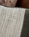 Luxury handmade green amber linen and velvet cushion cover, premium cotton blend, striped contemporary design, 60x40 cm by Ella James at brixbailey.com