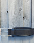 Black Formal Textured 100% Real Leather Belt Made in Canada