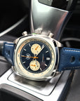 Blue Leather Rally Hole Watch Strap