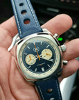 Blue Leather Rally Hole Watch Strap