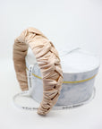 Light Beige Silk Knotted Headband - Elegant Crown Style with Volume, Includes Luxury Hardcover Box by Eva Oherjus at www.brixbailey.com