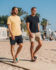 Premium vegan sandals in turquoise ocean white mustard terracotta, comfortable straps, soft anatomical footbed, slip-resistant sole, durable, fair trade made in Europe by Fünve at brixbailey.com